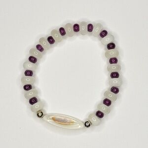 Mother of Pearl with calcite and dyed quartz bracelet handmade stretchy